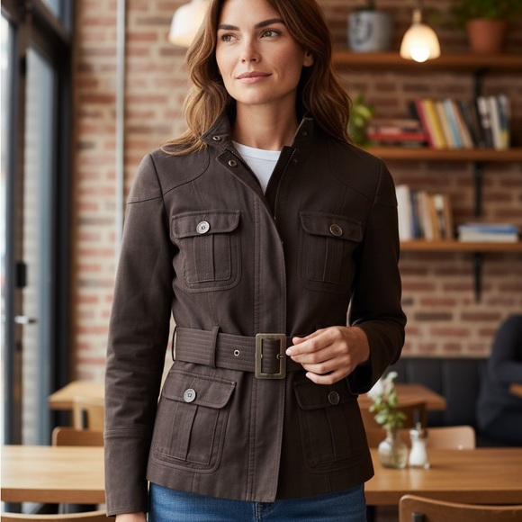 Zara Basic Jackets & Blazers - Zara Chocolate Utility Jacket with Buckle